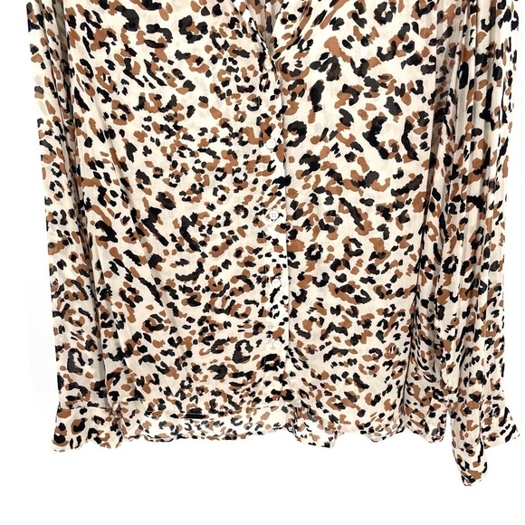 ANTHROPOLOGIE Cloth & Stone Lana Leopard Buttondown Long Sleeve Lightweight Top - Picture 5 of 8